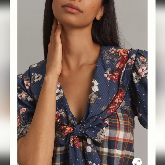 Pilcro Short-Sleeve Bow-Front Tunic Mini Dress - Picture 4 of 7